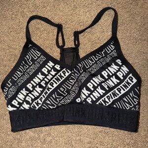PINK Victoria's Secret Black Logo Wireless Sports Bra